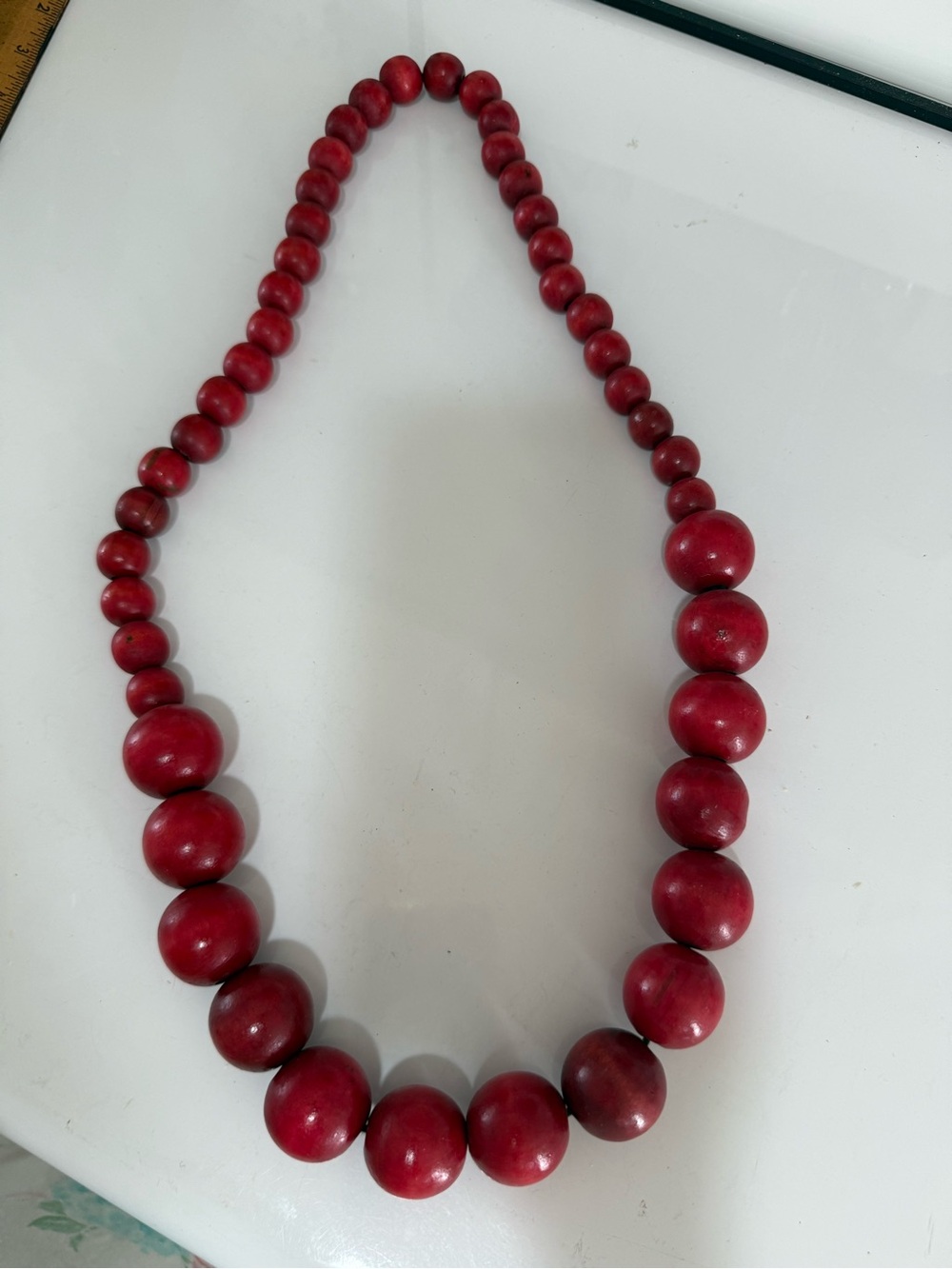 Fuschia long   17 inch wood Beaded Statement Necklace - Classic Women’s Jewelry